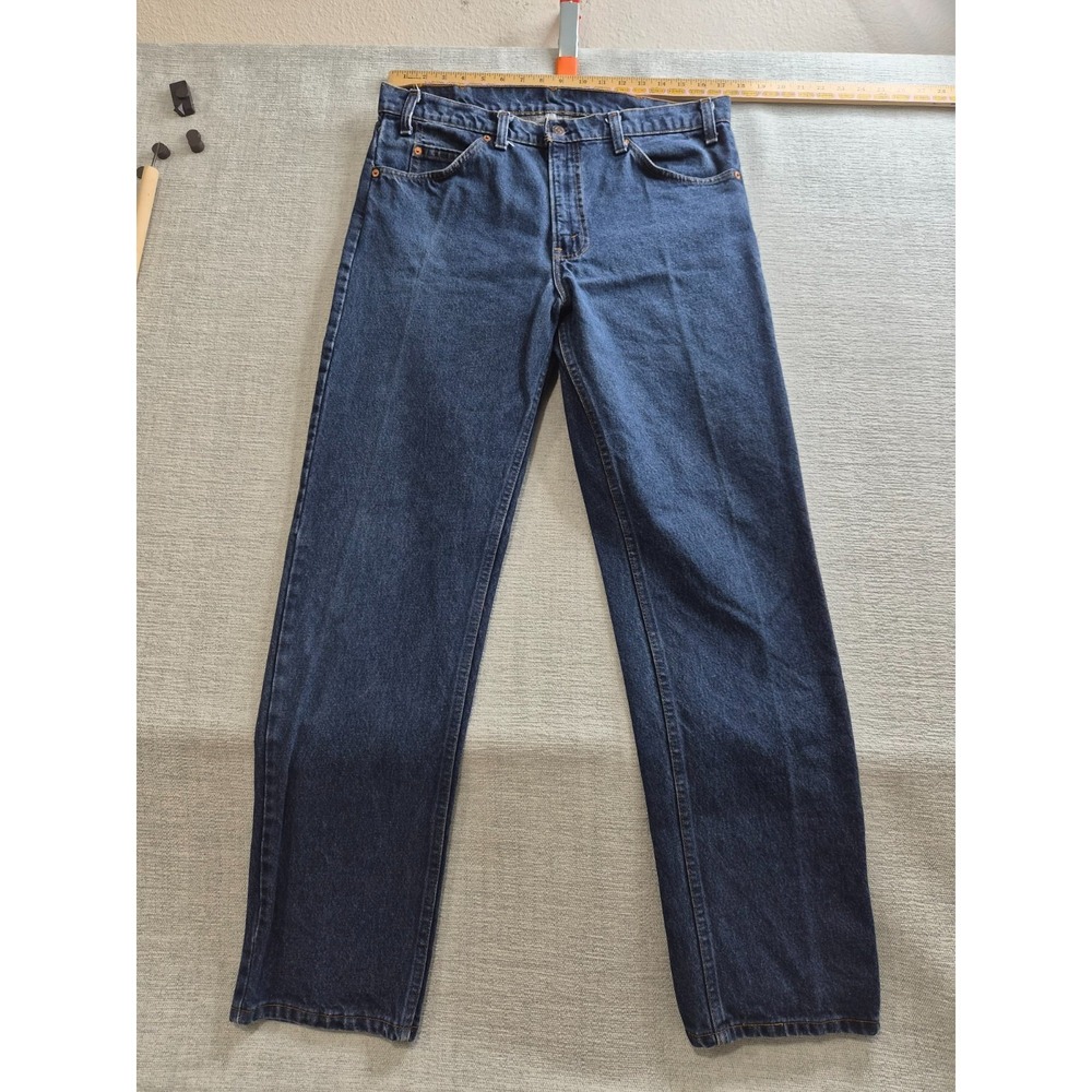 Vintage Levis 505 Orange Tab Jeans 36x33 Blue Denim Cotton Logo Straight Leg